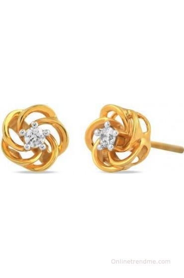 Araanz by Tribhovandas Bhimji Zaveri Delhi Twisted Affairy 18 K Diamond Gold Stud Earring
